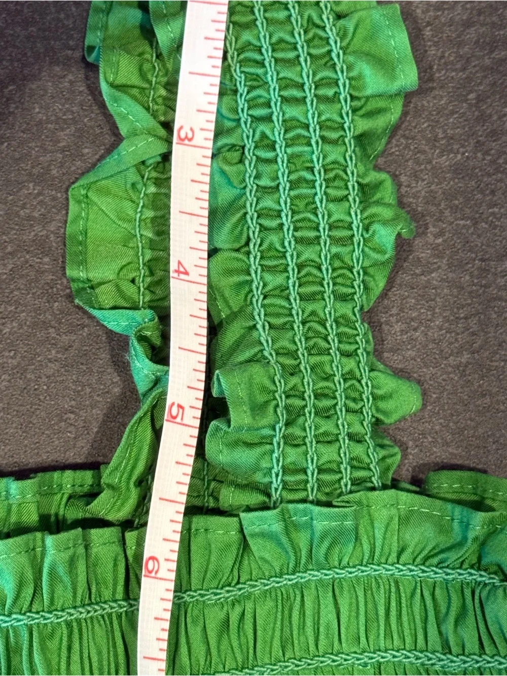 Tory Burch Smocked Tiered Cotton Blend Resort Green Cover-Up Dress M